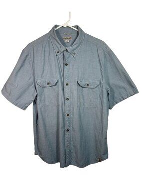 Carhartt Mens XL Relaxed Fit Short Sleeve Chambray Button-Up Shirt Blue S200CBL